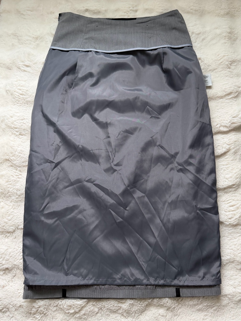 Victorian Style Worthington High Waist Midi Gray Pencil Skirt with Black Trim-8 - Picture 10 of 15